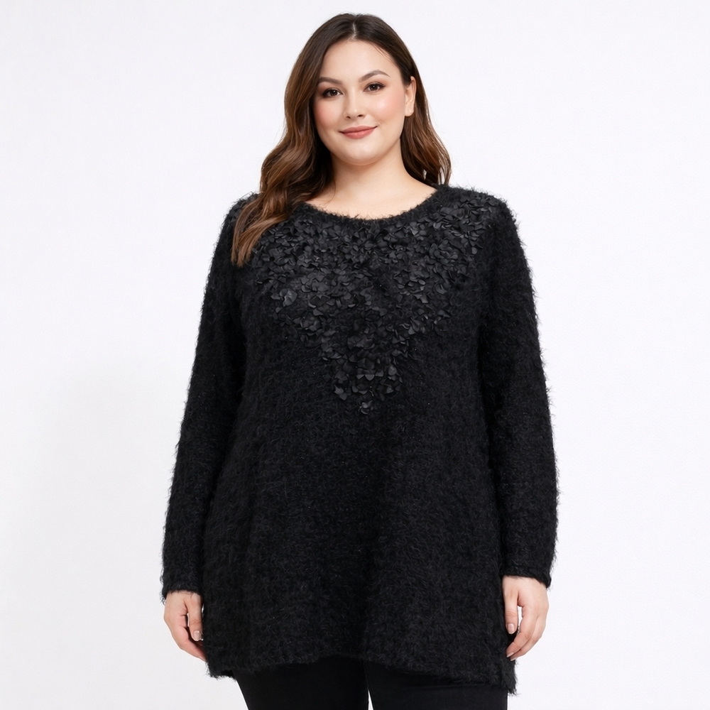 Ruby Rd. Textured Black Sweater Size 2XL - Picture 2 of 5
